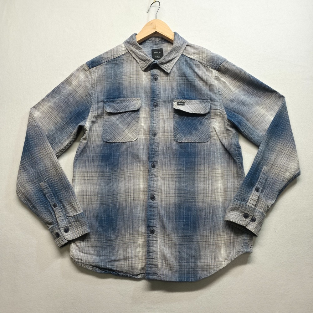 RVCA Men's Blue Plaid Flannel Size Medium